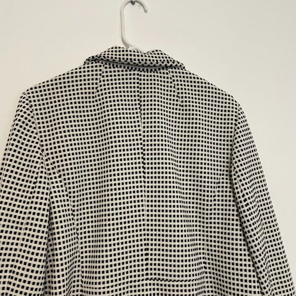 TALBOTS Plus Size Textured Checked Blazer Cream Black Check One Button Jacket 1X - Picture 10 of 16